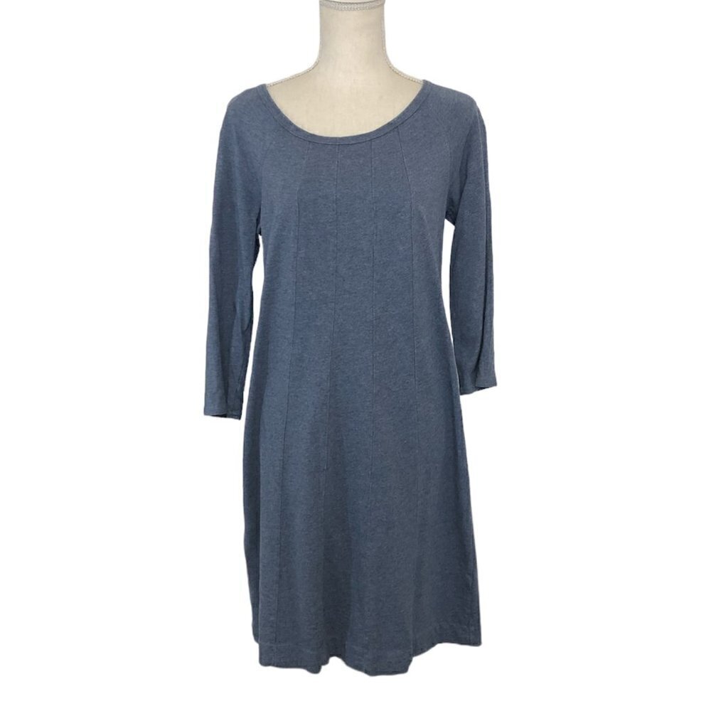 J. JILL Dress Women's Size Small Blue Midi Sweater 3/4 Sleeve Knit Dress Stretch